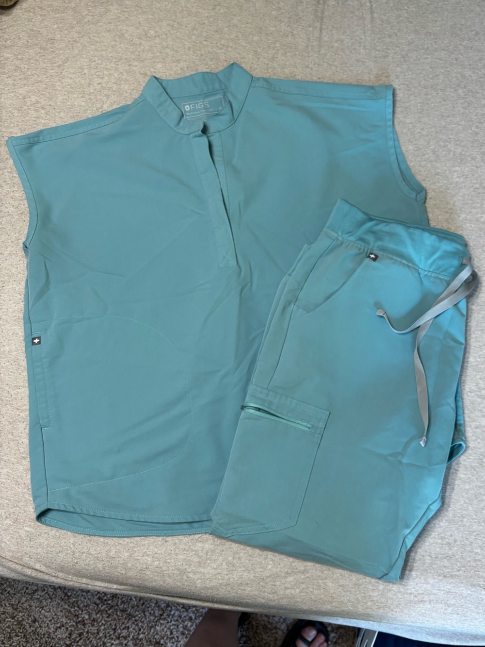 Figs Blue Scrub Set- M Top L Bottom